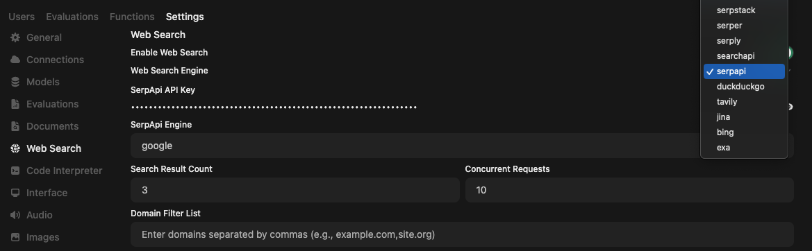 Sage Open WebUI Admin panel